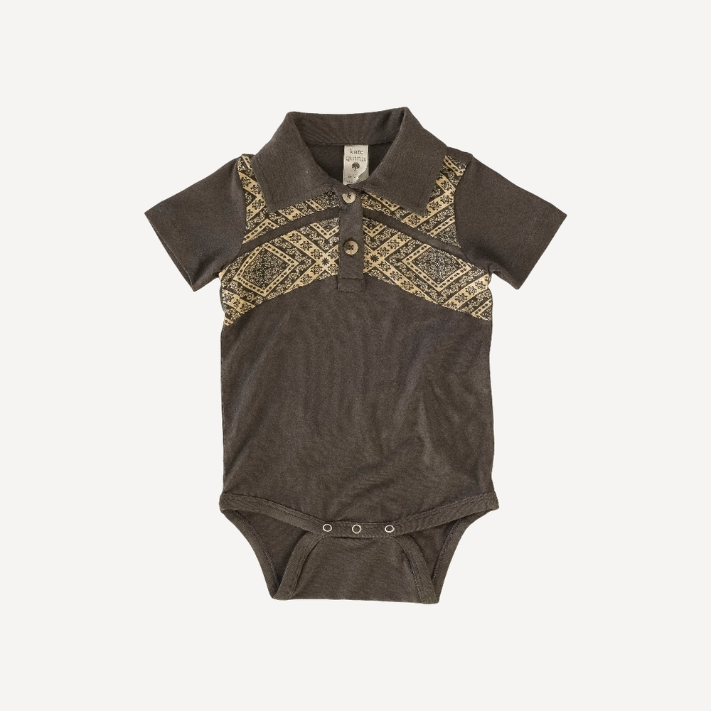 NWT 2T Kate Quinn Short Sleeve Retro Stripe Bodysuit Western Beluga Bamboo